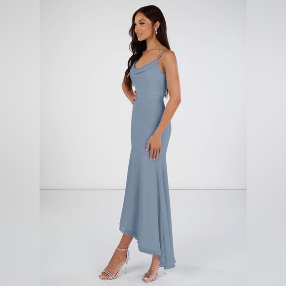 Azazie Summer Cowlneck Chiffon Dress NWT - Picture 2 of 6